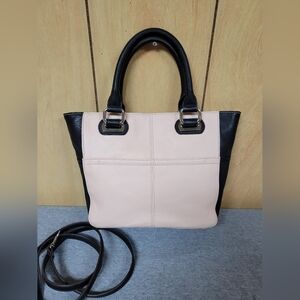 Tignanello Pink and Black Color Block Satchel